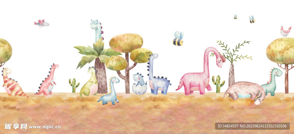 卡通动物的丛林欢乐场景