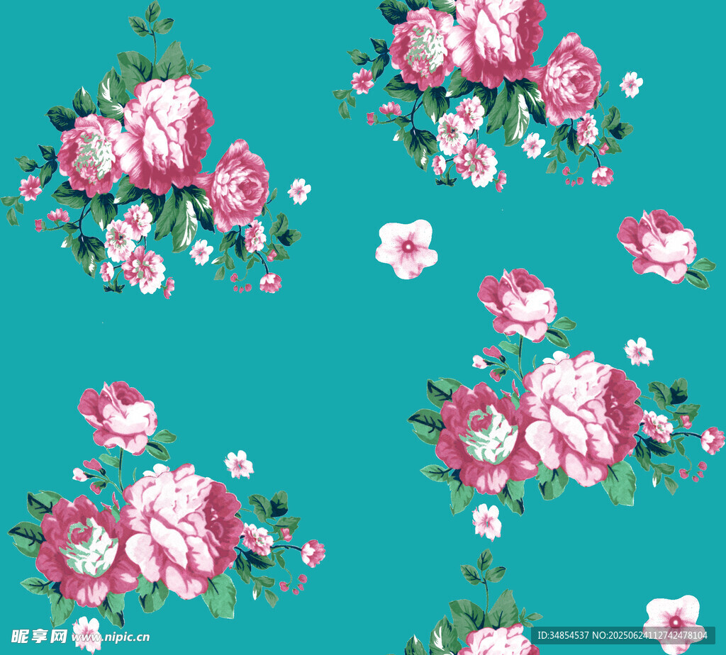 蓝底花卉图案设计