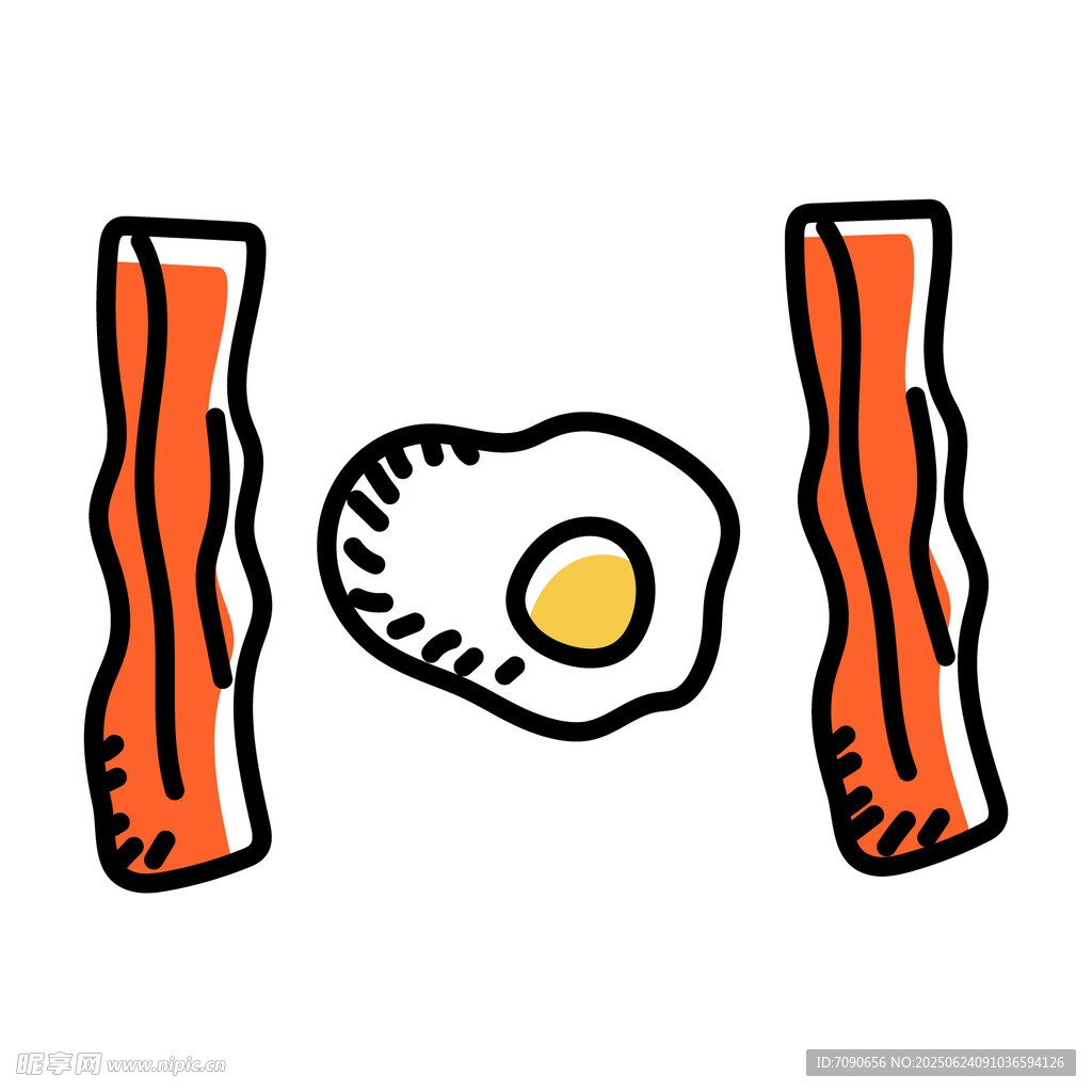 培根煎蛋早餐插画