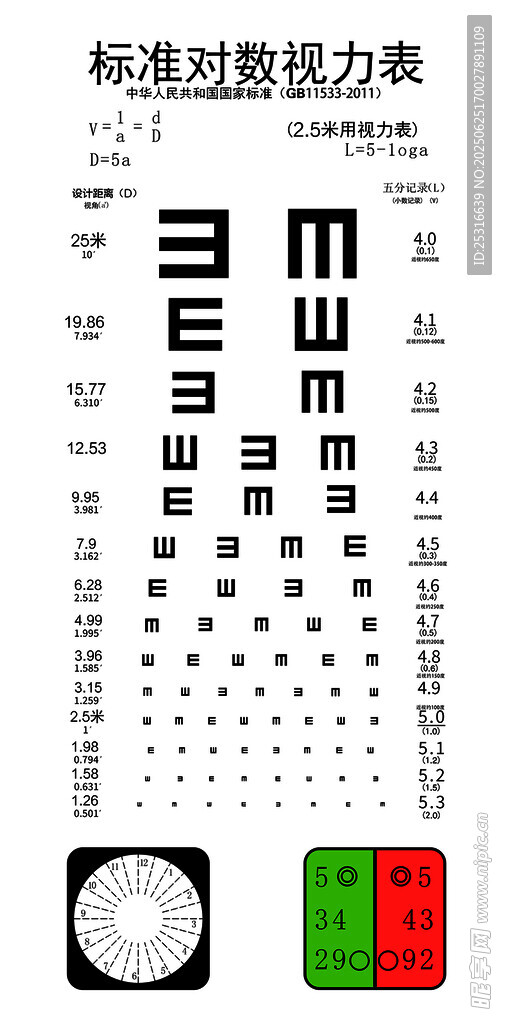 视力表标准对数视力表国标