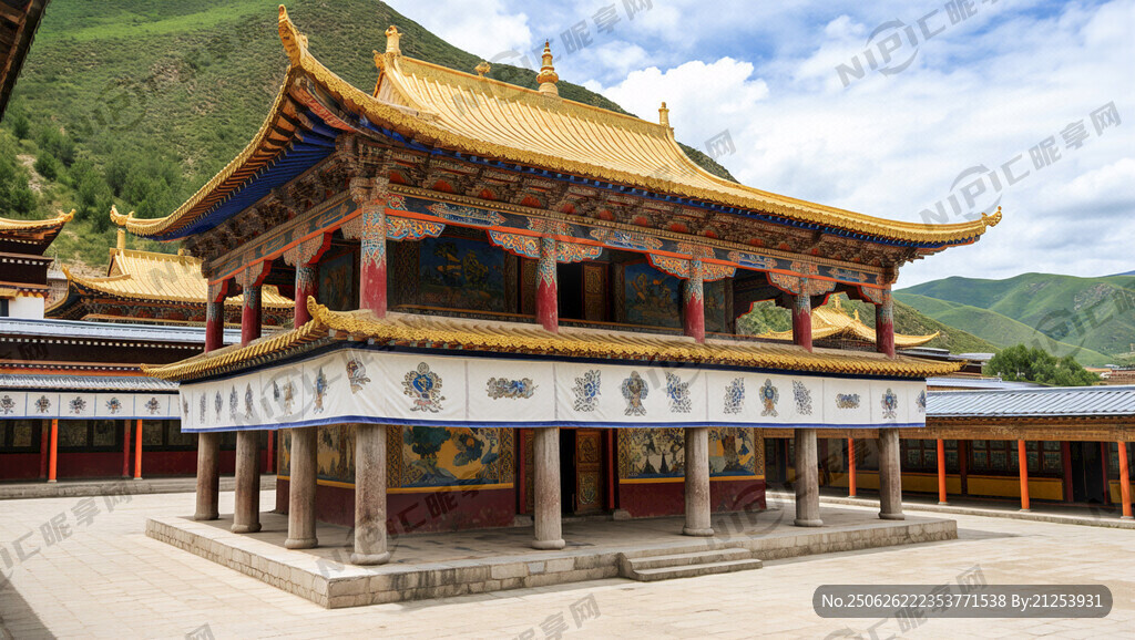 喇嘛寺庙风格 一层6个柱子