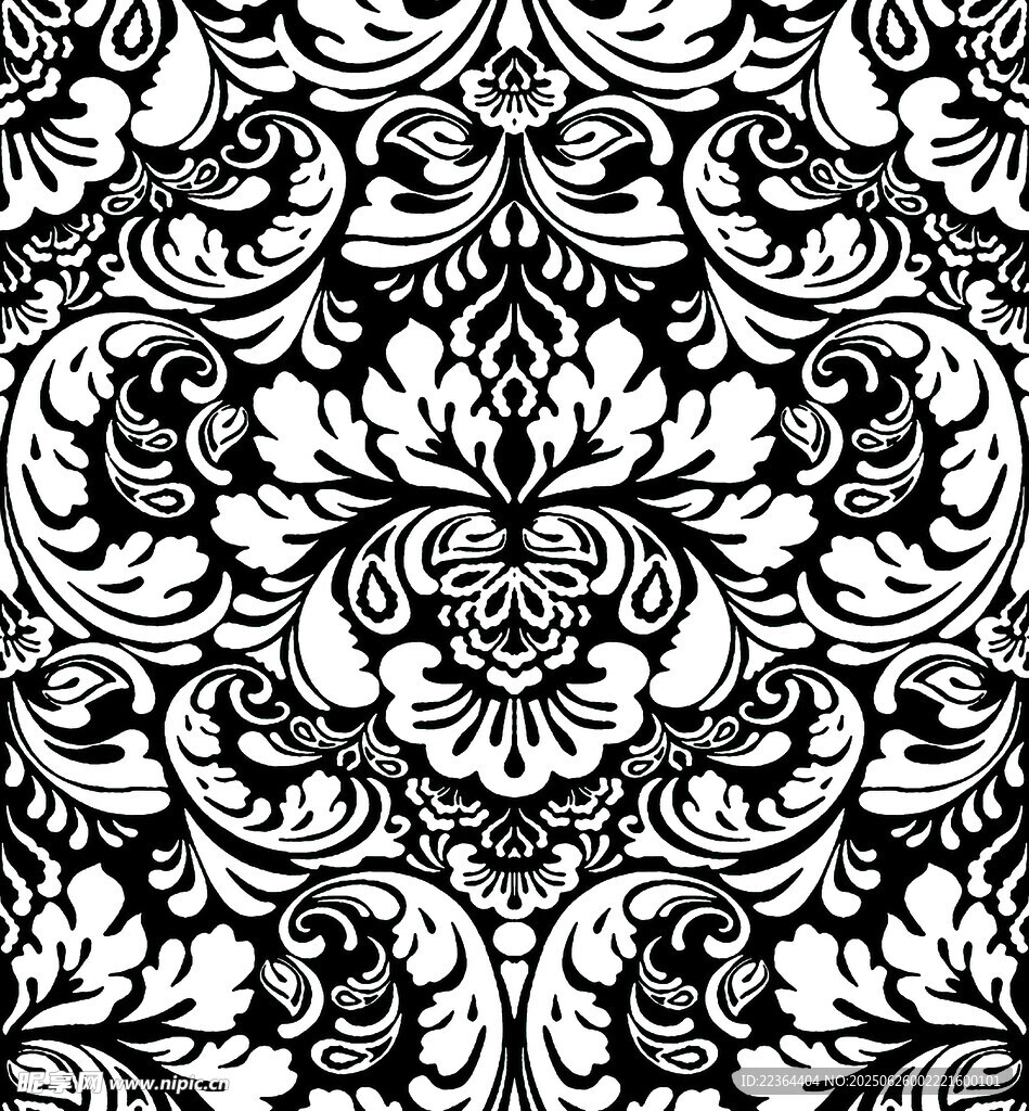 黑白复古花纹图案设计