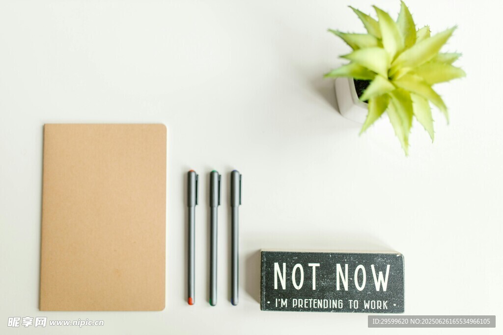 简约办公桌面文具绿植组合