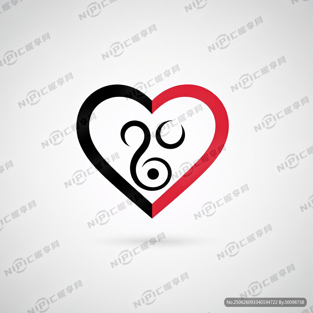 天人合一内涵带有心形元素图标