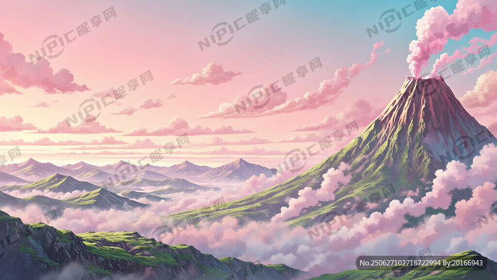 图片风格为梦幻插画场景