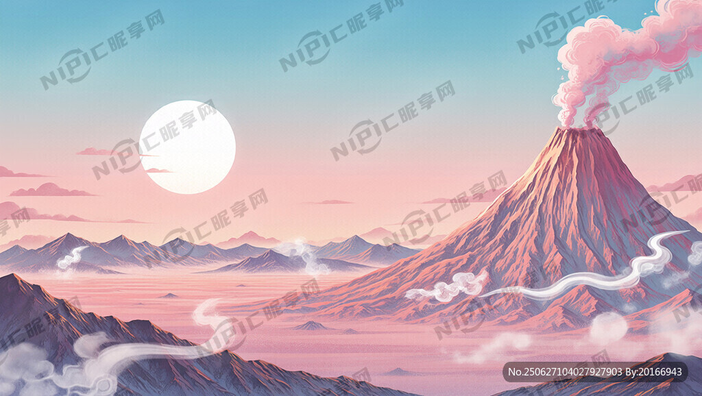 图片风格为梦幻插画场景