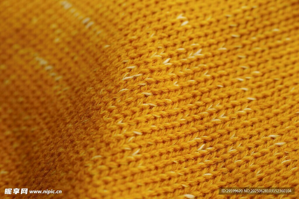 黄色针织面料纹理特写