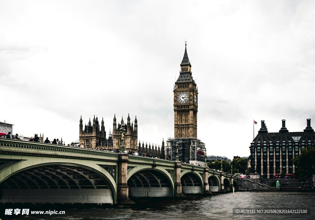 伦敦大本钟及桥梁景观