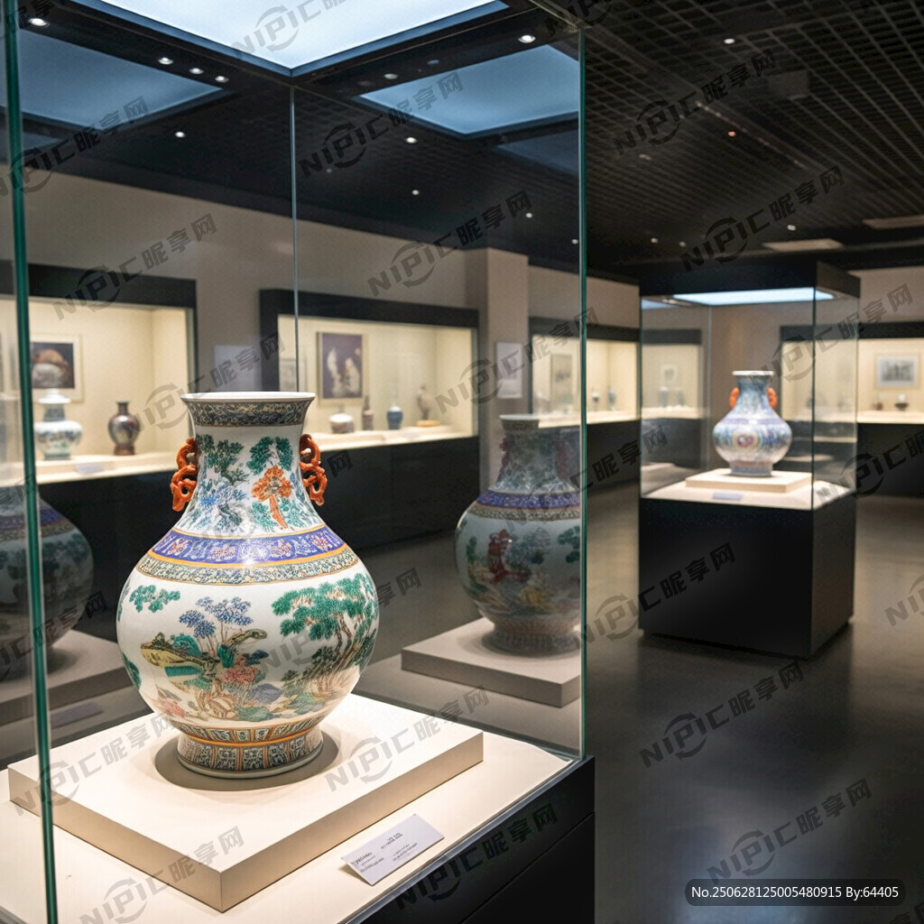 博物馆 瓷器展示柜 元朝元素
