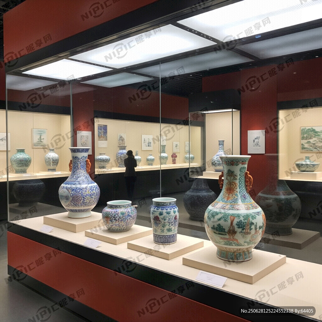 博物馆 瓷器展示柜 元朝元素
