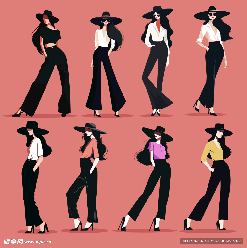 时尚女性多样穿搭造型展示