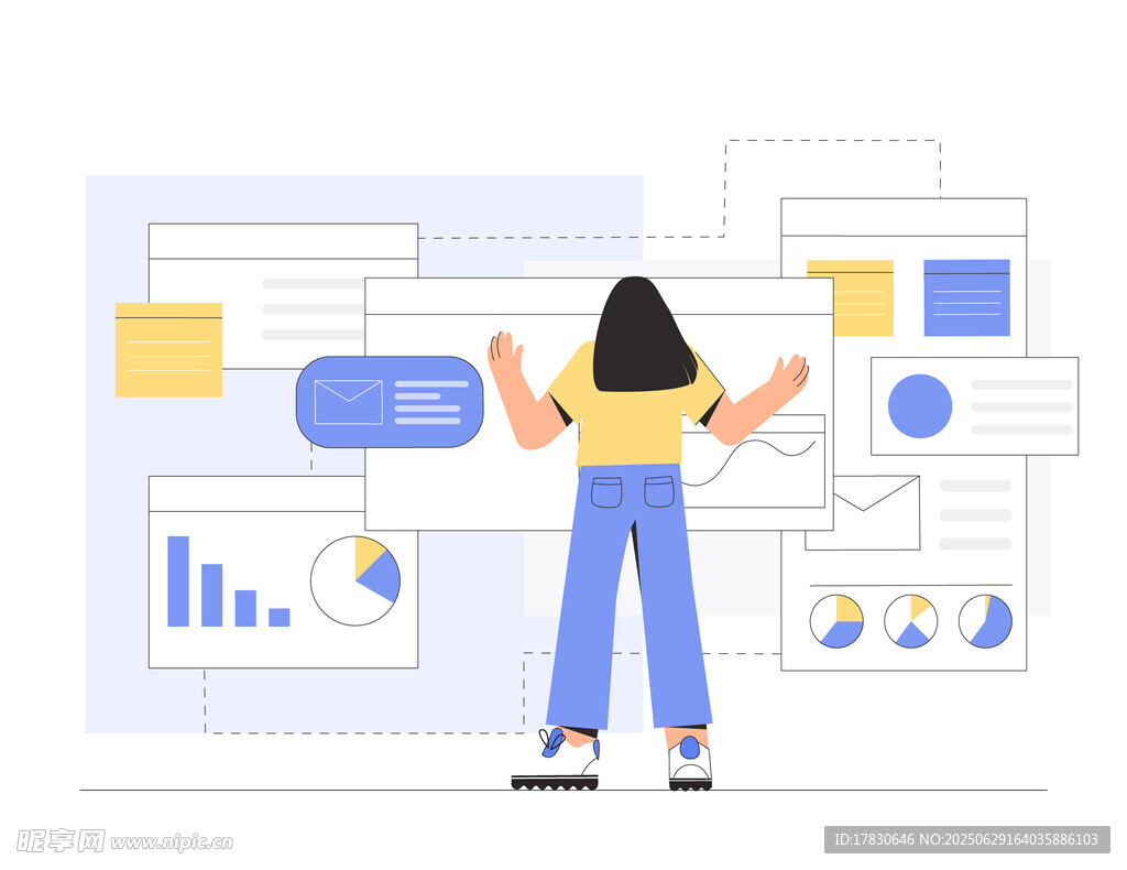 女性专注于数据分析展示