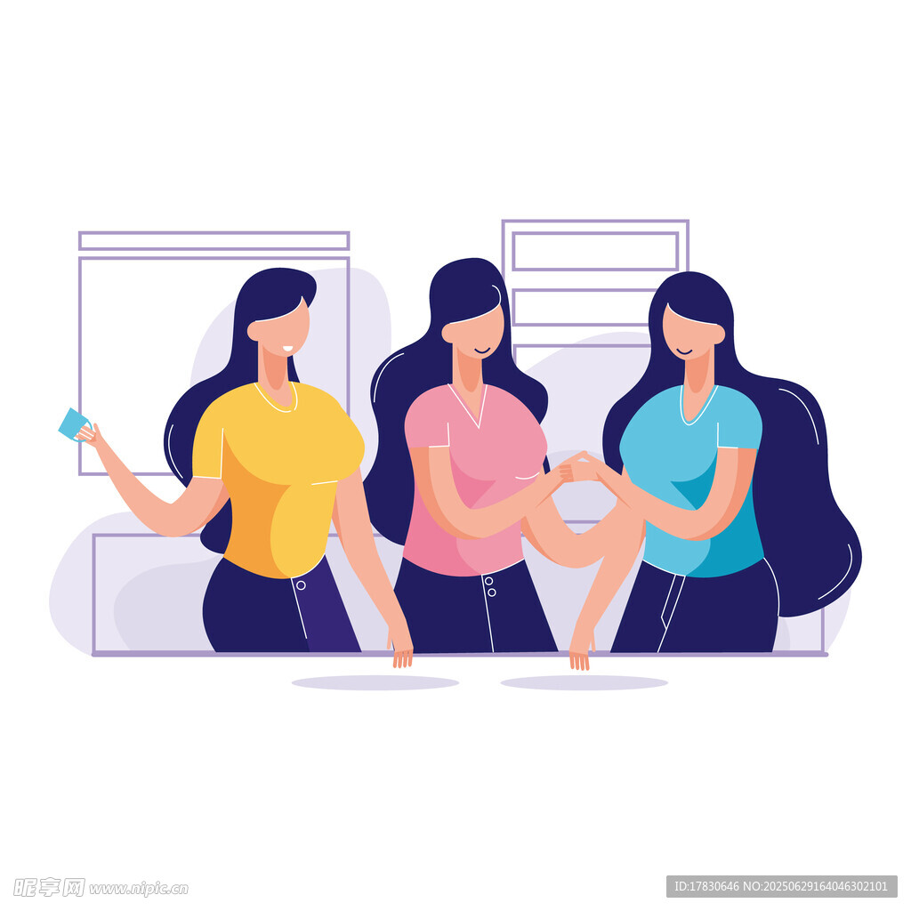 三位女性的轻松互动场景