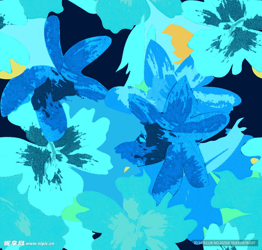 蓝色花卉抽象图案背景