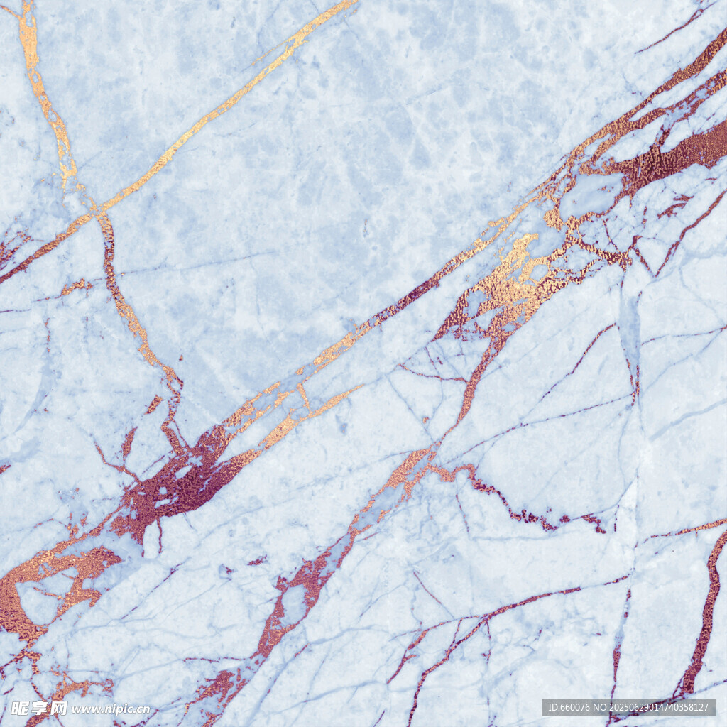 蓝红相间鎏金大理石纹理图案