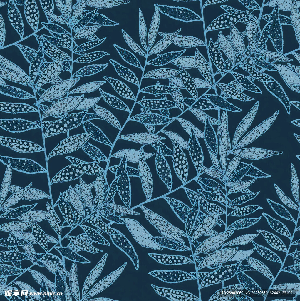 蓝色 叶纹 图案 植物 叶子 