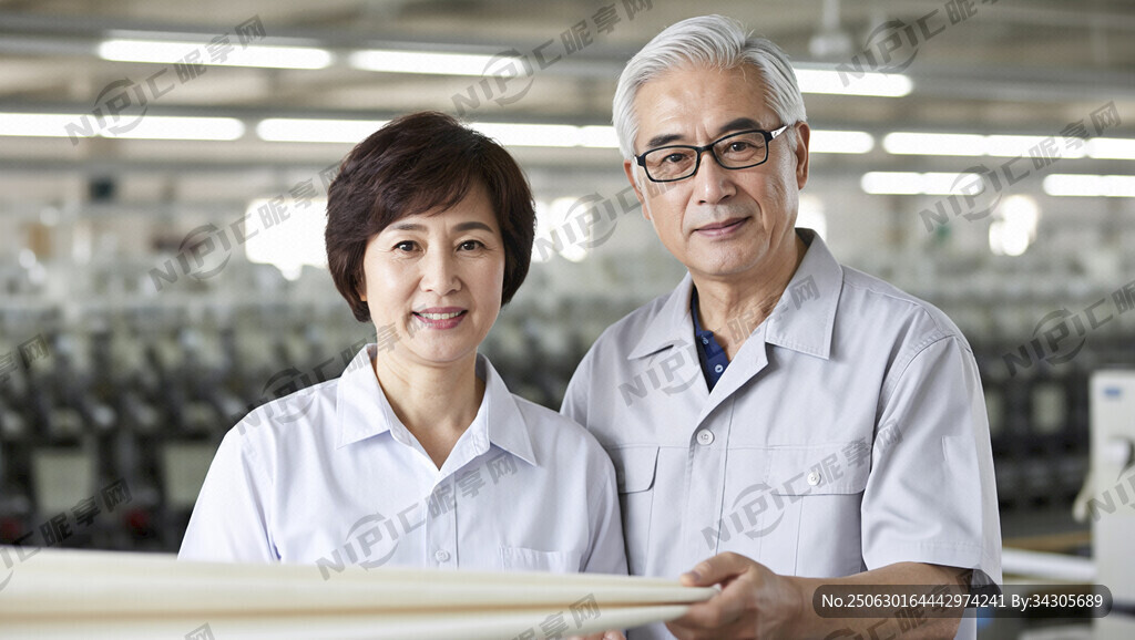 请描绘出背景是纺织厂 女的短发