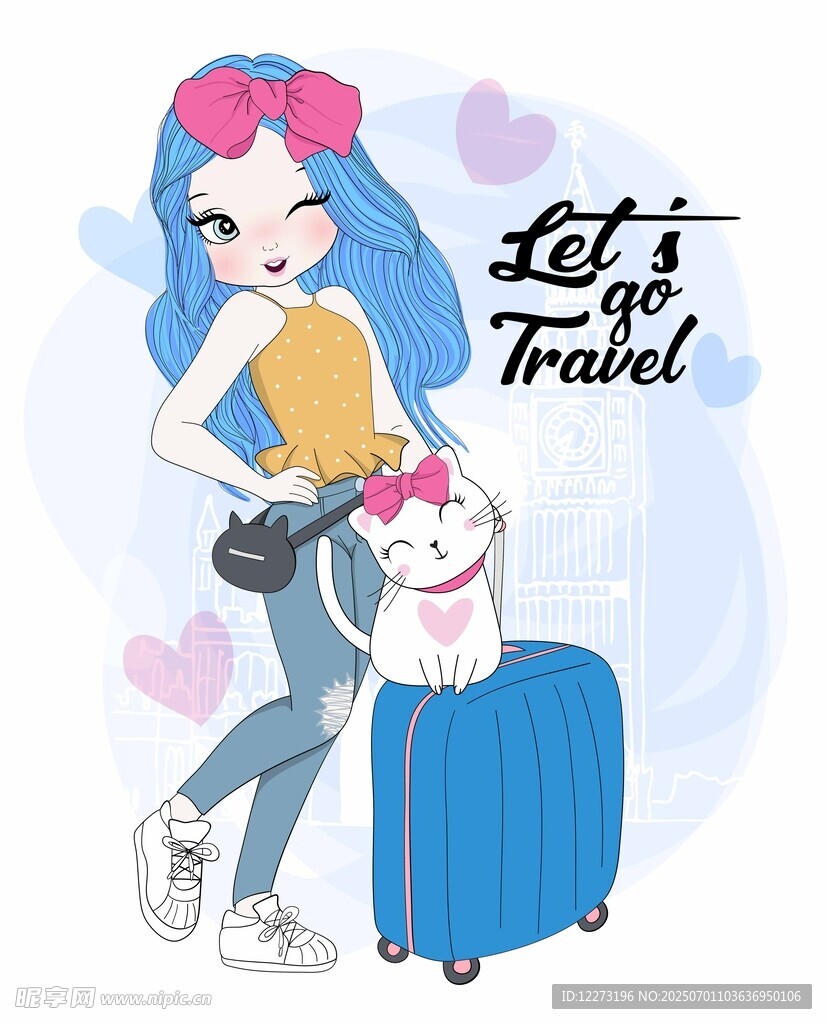 女孩带猫开启旅行时刻