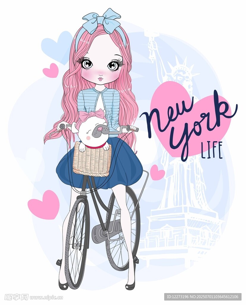 纽约骑行的甜美女孩