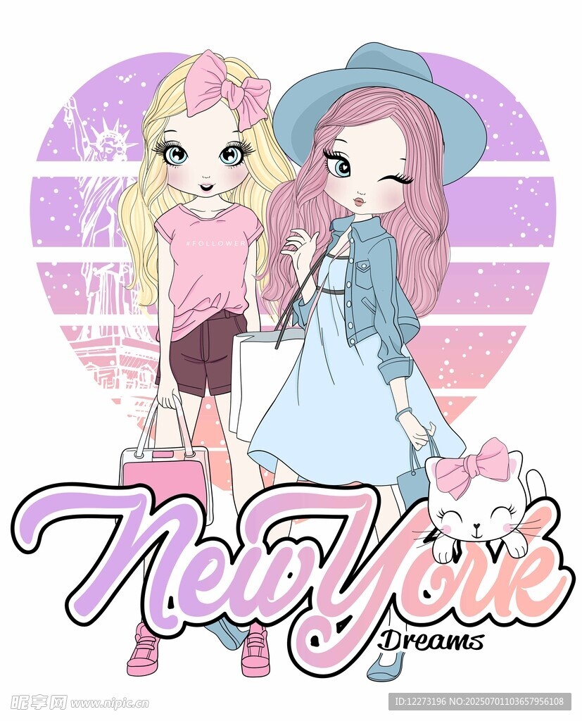 可爱双马尾少女插画