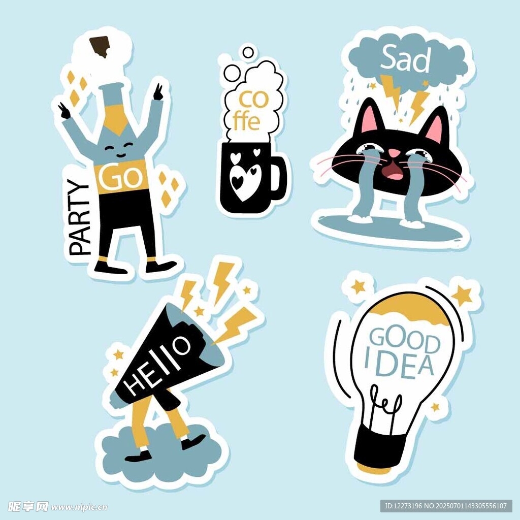 卡通创意元素贴纸集合