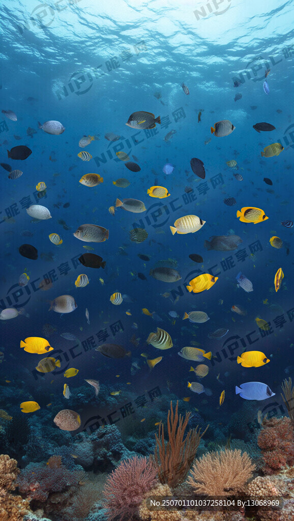 深蓝的海底世界 到处都是鱼群