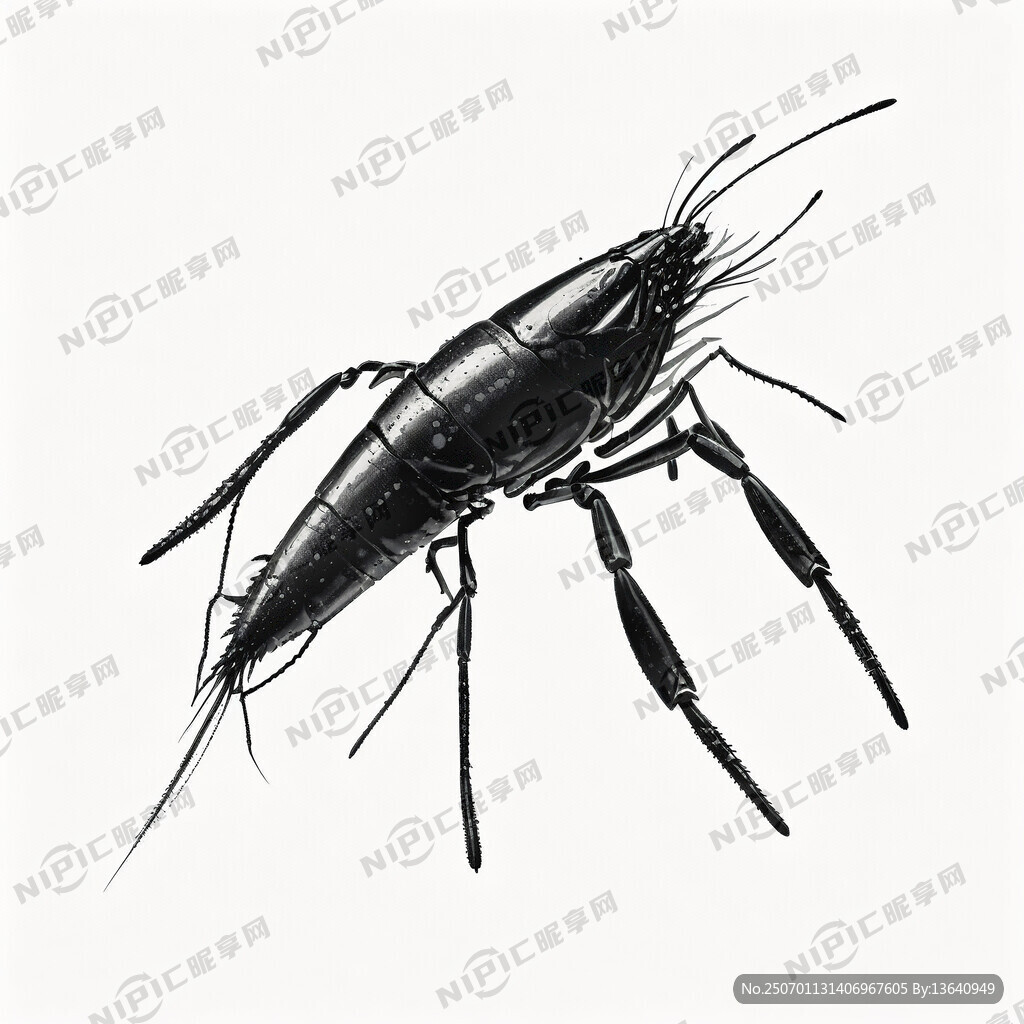 黑虎虾白底图