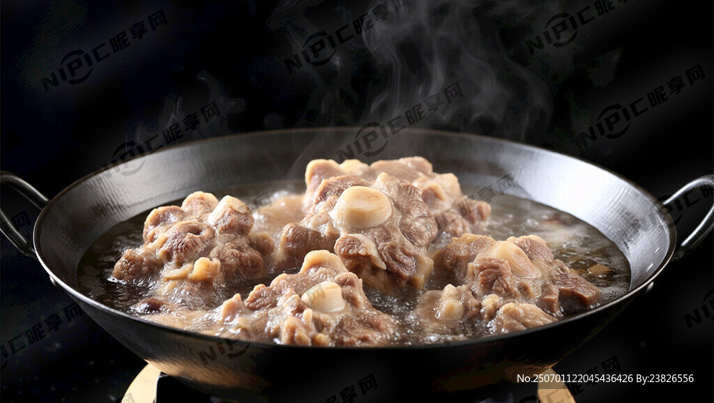 黑色背景 沸腾的大锅