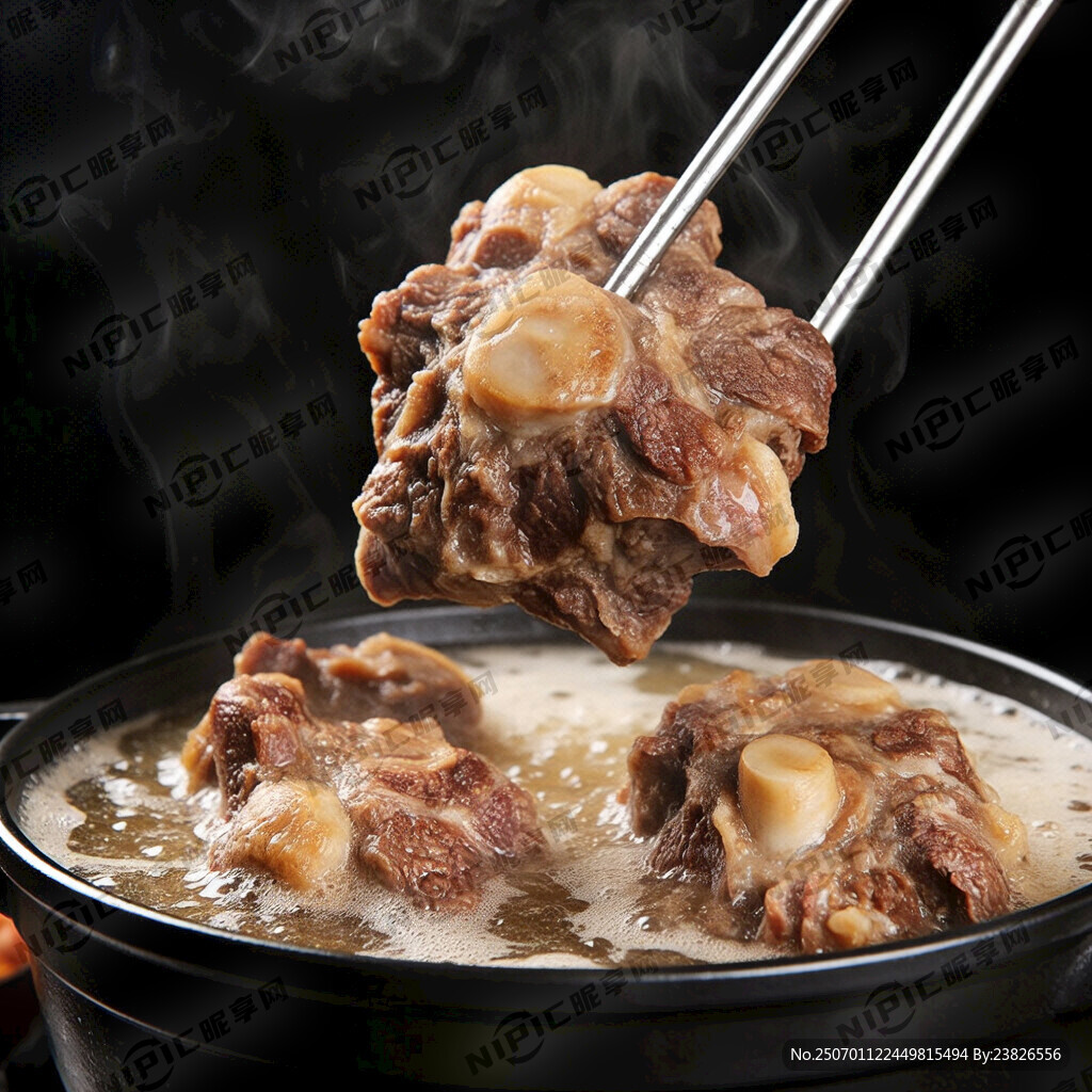 黑色背景 沸腾的汤内