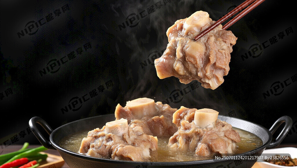 黑色背景 沸腾的汤内