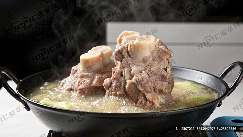 黑色背景 沸腾的汤内