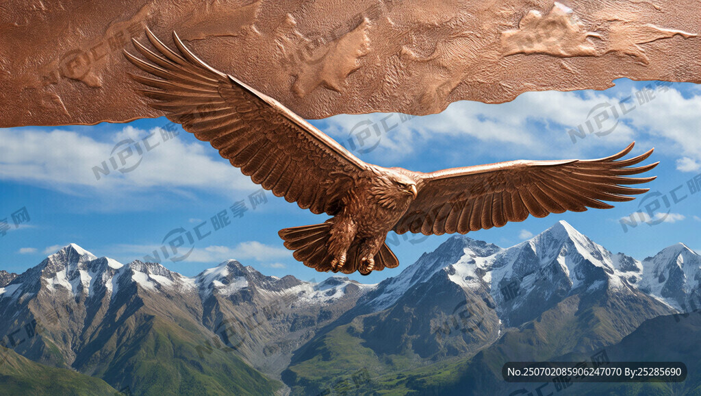 雄鹰展翅在天空翱翔 凹凸明显