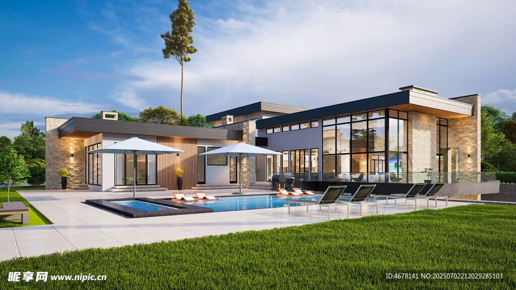 现代风格豪华别墅景观