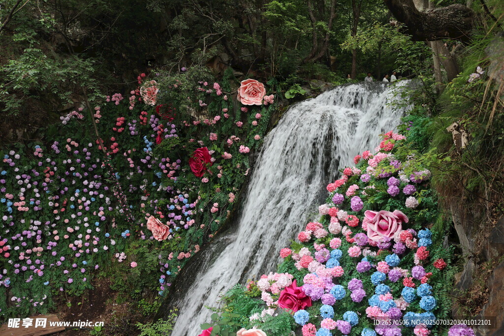 重渡沟 花海瀑布 