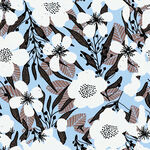 蓝底花卉植物无缝图案