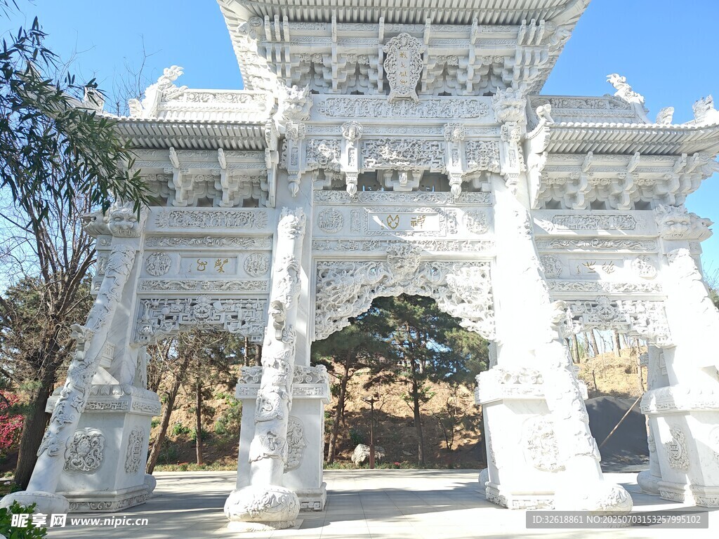 河北美院中式精美石牌坊景观