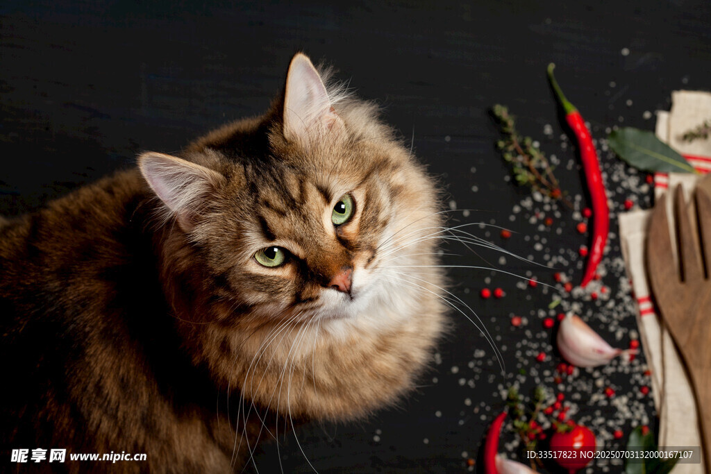 圣诞氛围中的长毛猫咪