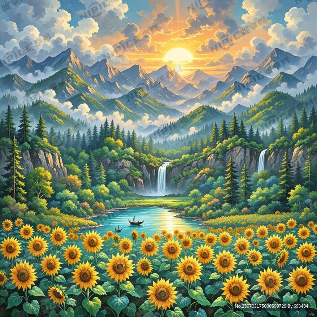 生成一幅油画形式的风景画