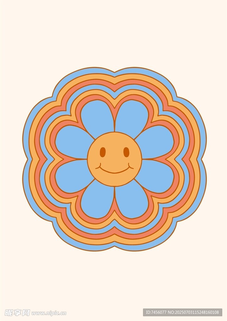 彩色笑脸花朵图案