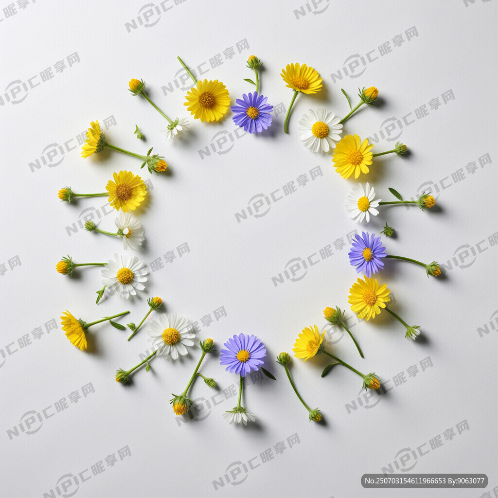 各种小花有立体感组成循环图