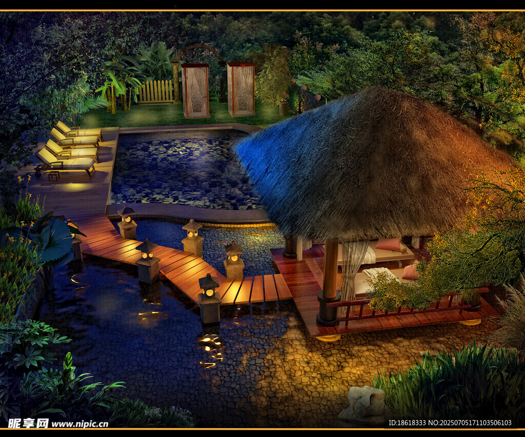 丛林中原始部落生活场景