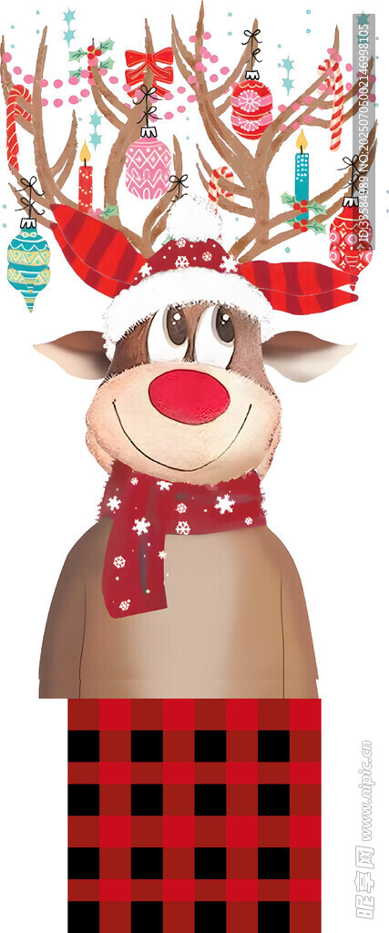 可爱圣诞驯鹿装饰形象