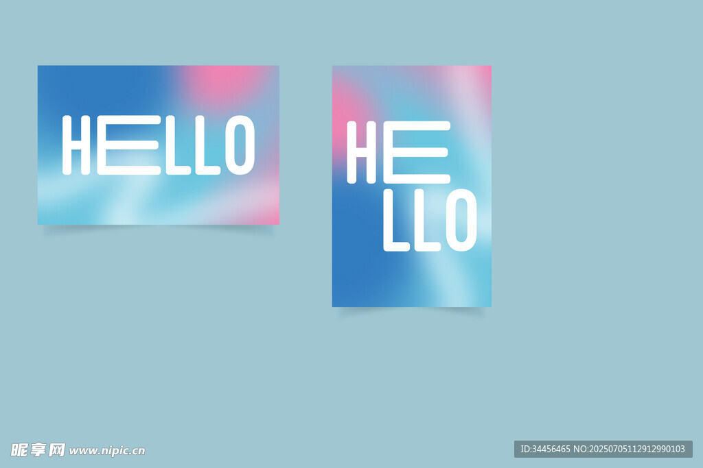 渐变背景的HELLO文字设计