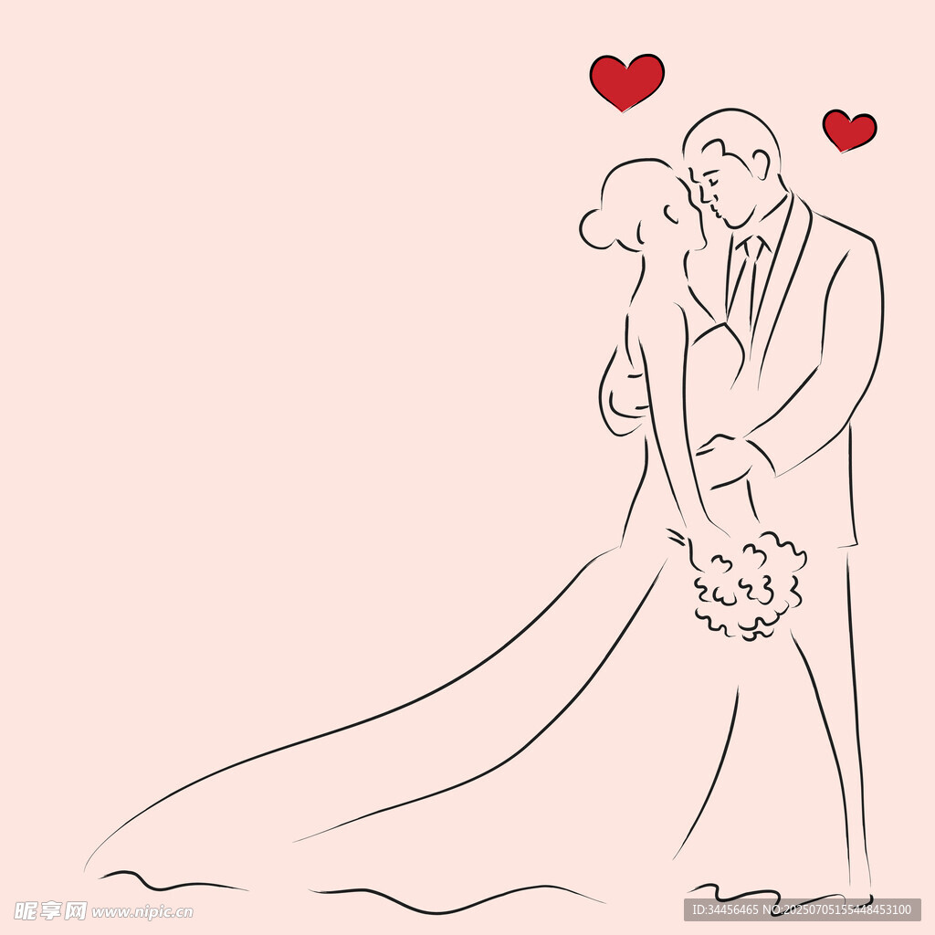 浪漫婚礼情侣甜蜜相拥