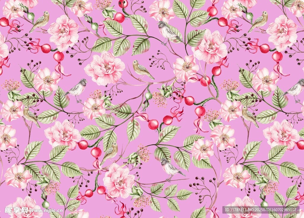 粉色花卉图案