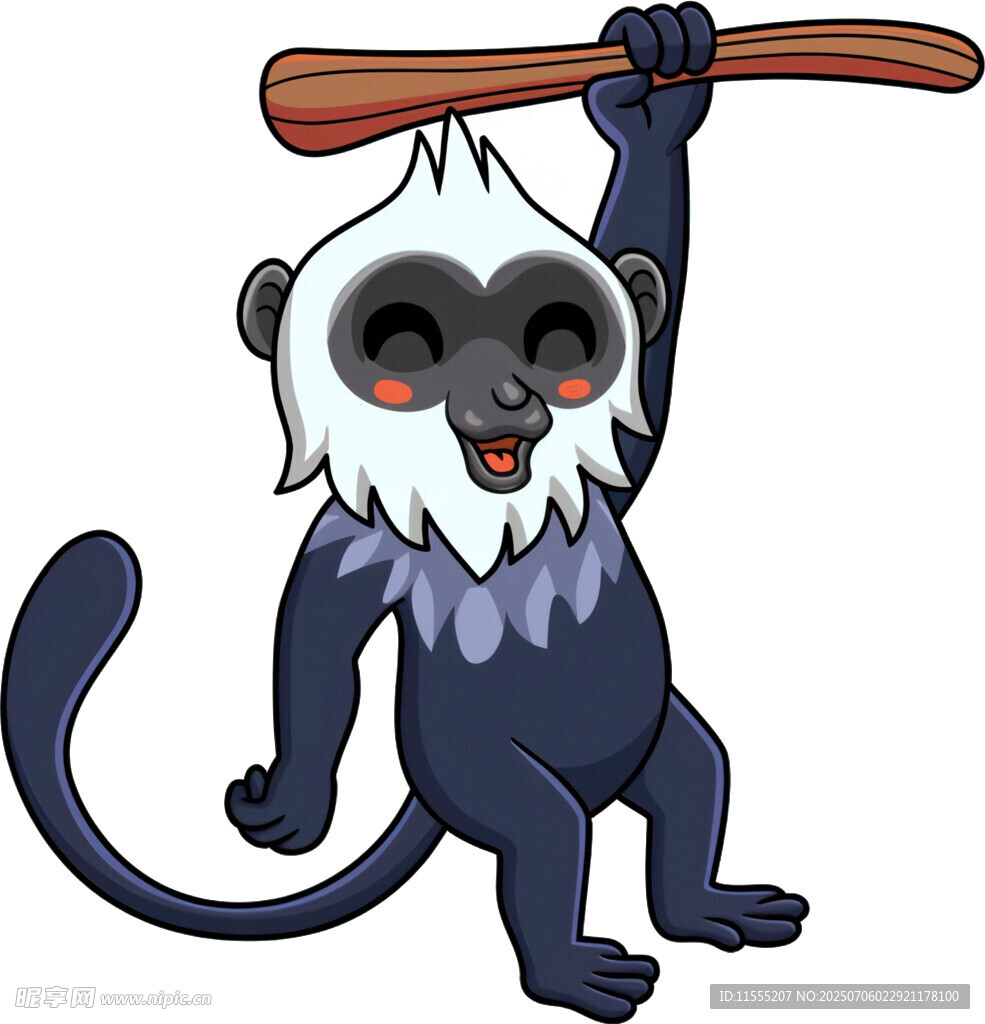 手持木棍的可爱小猴