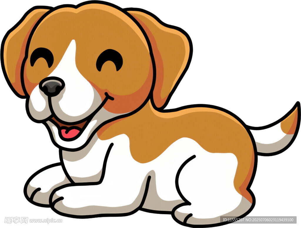 可爱趴着的卡通小狗