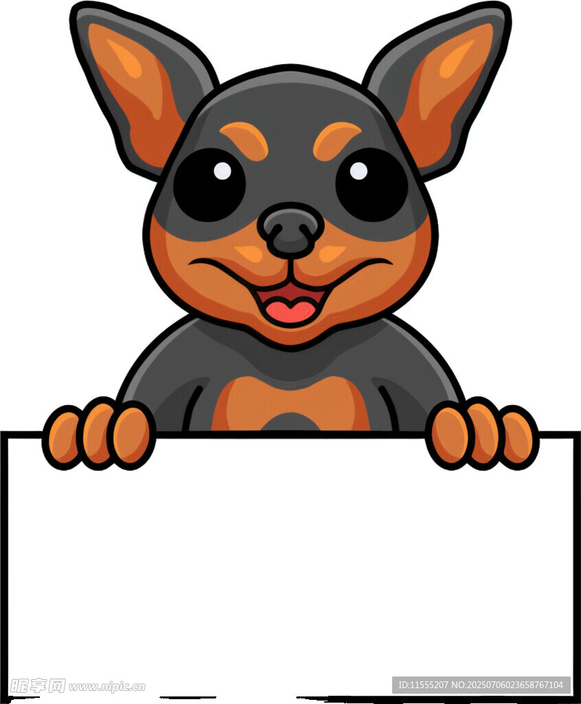 可爱小狗持空白标牌