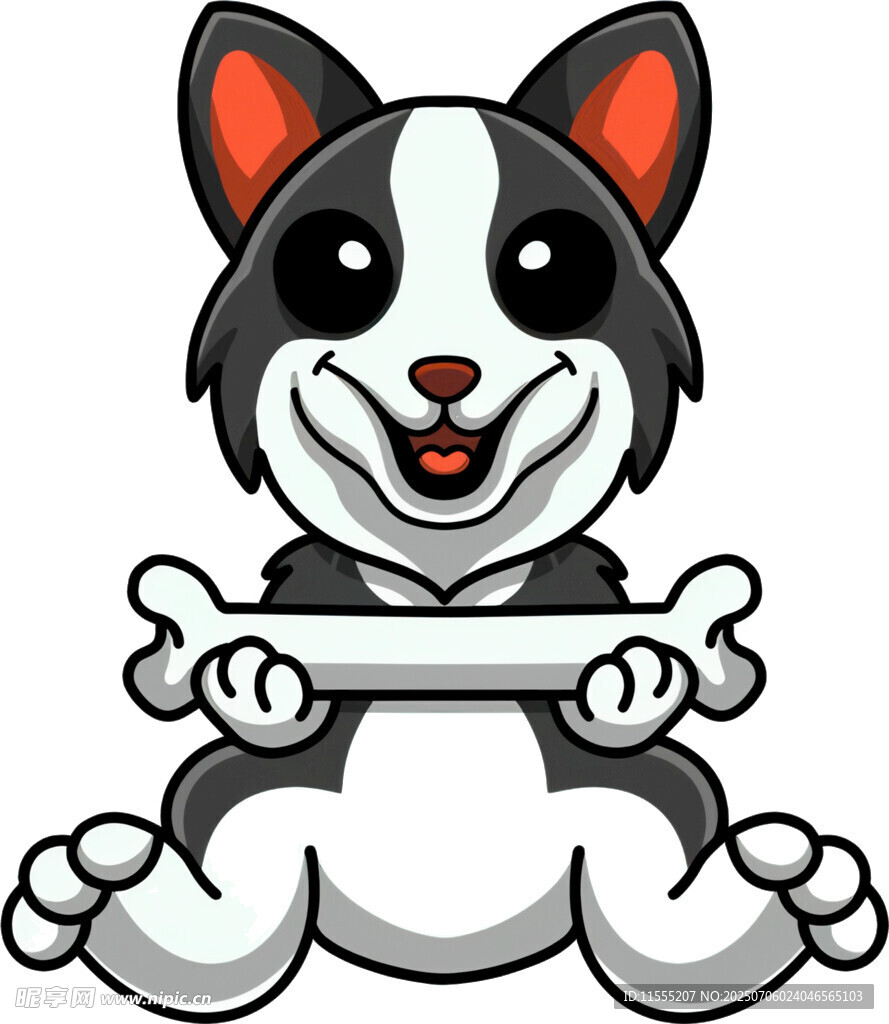 可爱小狗抱骨头