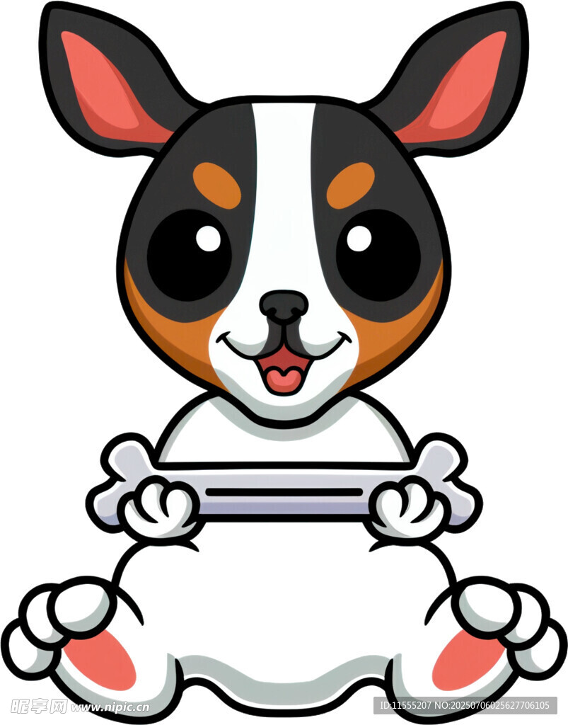 可爱小狗抱骨头